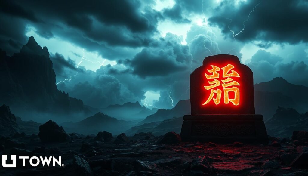 A dramatic, high-contrast scene depicting the ominous "雷神之鎚訊號" from the UTown video game. Towering storm clouds loom overhead, casting an eerie glow upon the rugged, windswept landscape. In the foreground, an ancient stone relic vibrates with an otherworldly energy, its intricate carvings emanating a pulsing, electric aura. The overall atmosphere is one of mystery, foreboding, and the impending arrival of a powerful, mystical force. A dramatic, high-contrast scene depicting the ominous "雷神之鎚訊號" from the UTown video game. Towering storm clouds loom overhead, casting an eerie glow upon the rugged, windswept landscape. In the foreground, an ancient stone relic vibrates with an otherworldly energy, its intricate carvings emanating a pulsing, electric aura. The overall atmosphere is one of mystery, foreboding, and the impending arrival of a powerful, mystical force.
